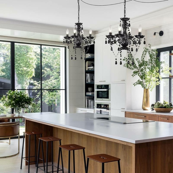 4 Light Crystal Chandeliers for Dining Room, Black. - Picture 4 of 6